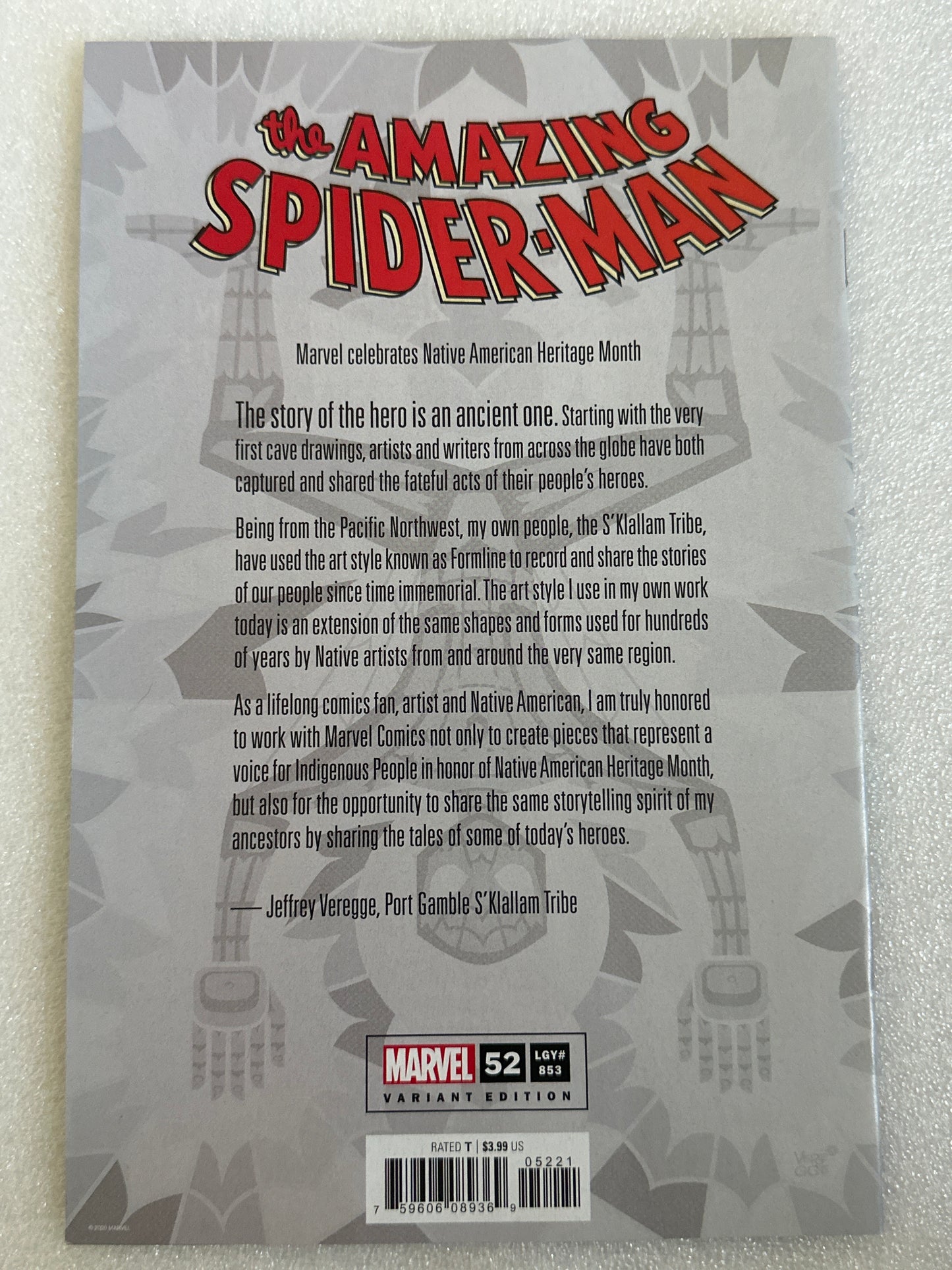 Amazing Spider-Man #52 Native American Heritage Month Variant Marvel 2021