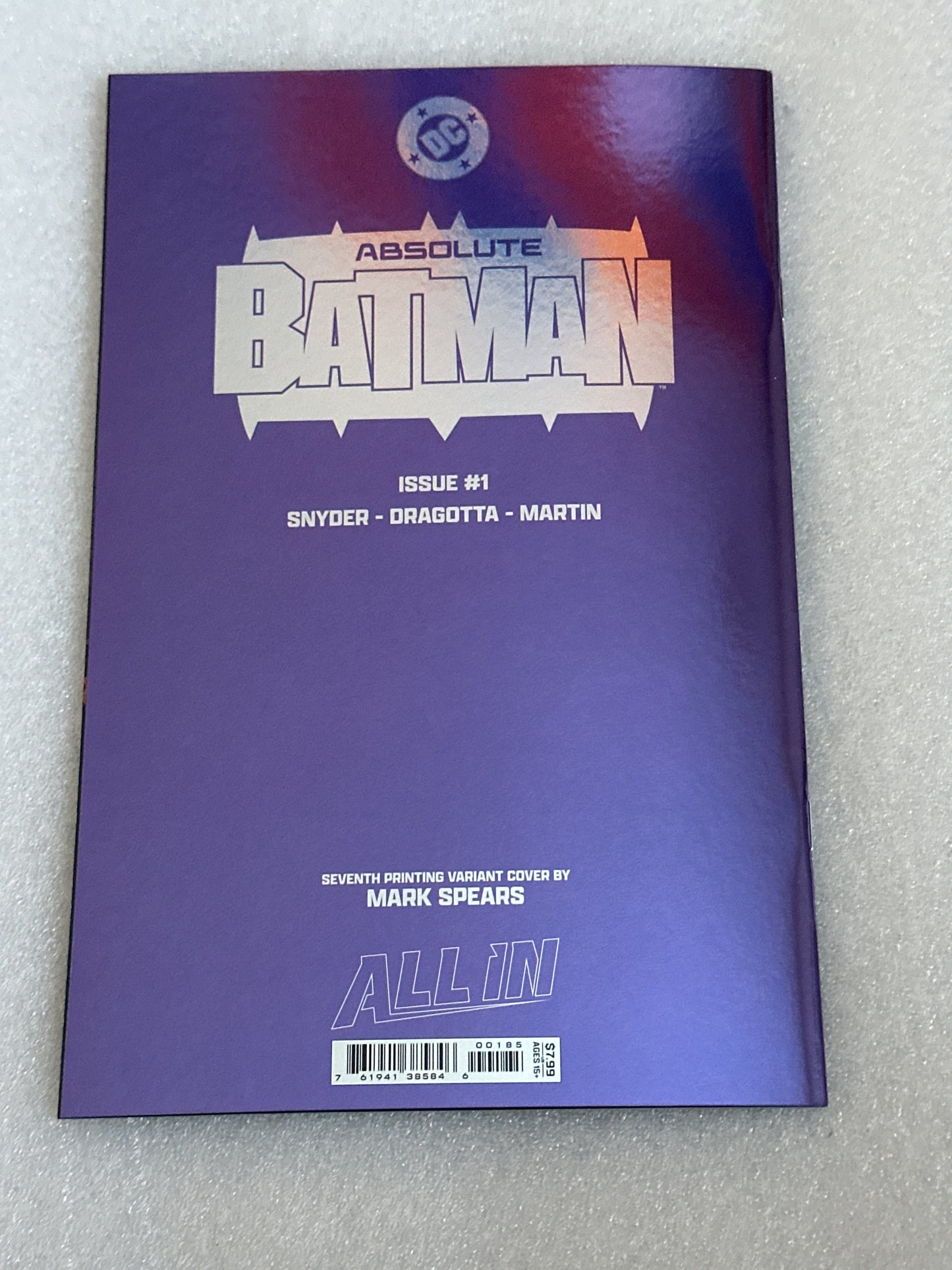 Absolute Batman #1 7th Print Mark Spears Foil Virgin Signed by Scott Snyder