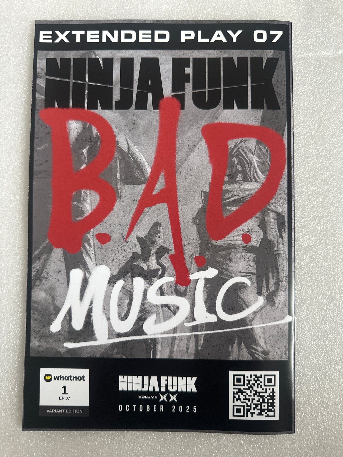 Ninja-Funk B.A.D. Music #1 EP 07 Variant Virgin Thrown Cover Whatnot Publishing 2025