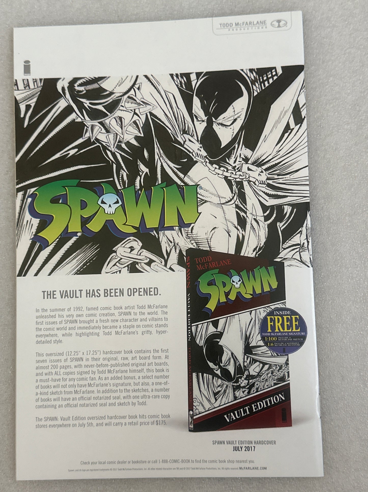 Spawn #1 Special 25th Anniversary Edition Director's Cut Gold Foil Variant Image 2017