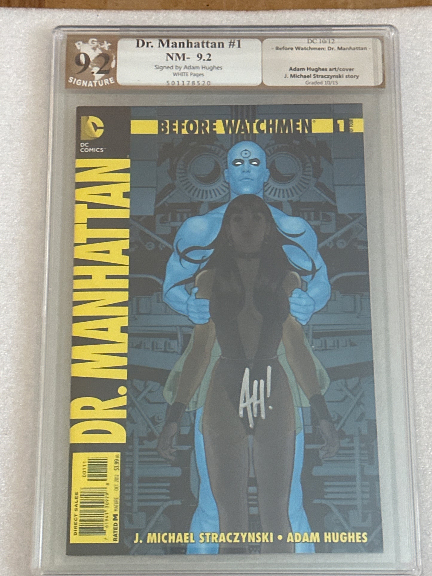 Before Watchmen Dr. Manhattan #1 Signed Adam Hughes PGX 9.2 DC 2012