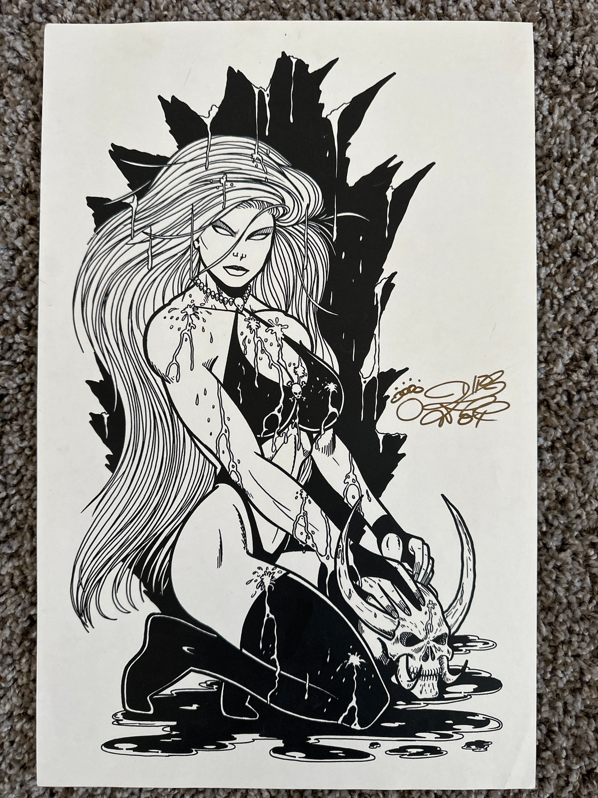 Lady Death Print by Dire Wolf Signed 2008