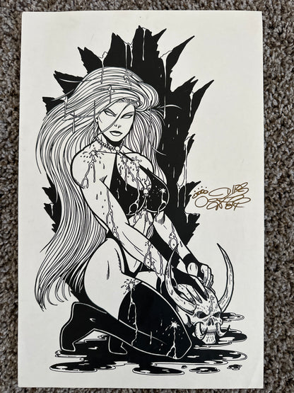 Lady Death Print by Dire Wolf Signed 2008