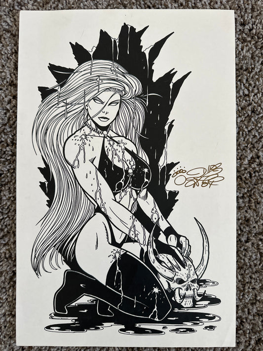 Lady Death Print by Dire Wolf Signed 2008