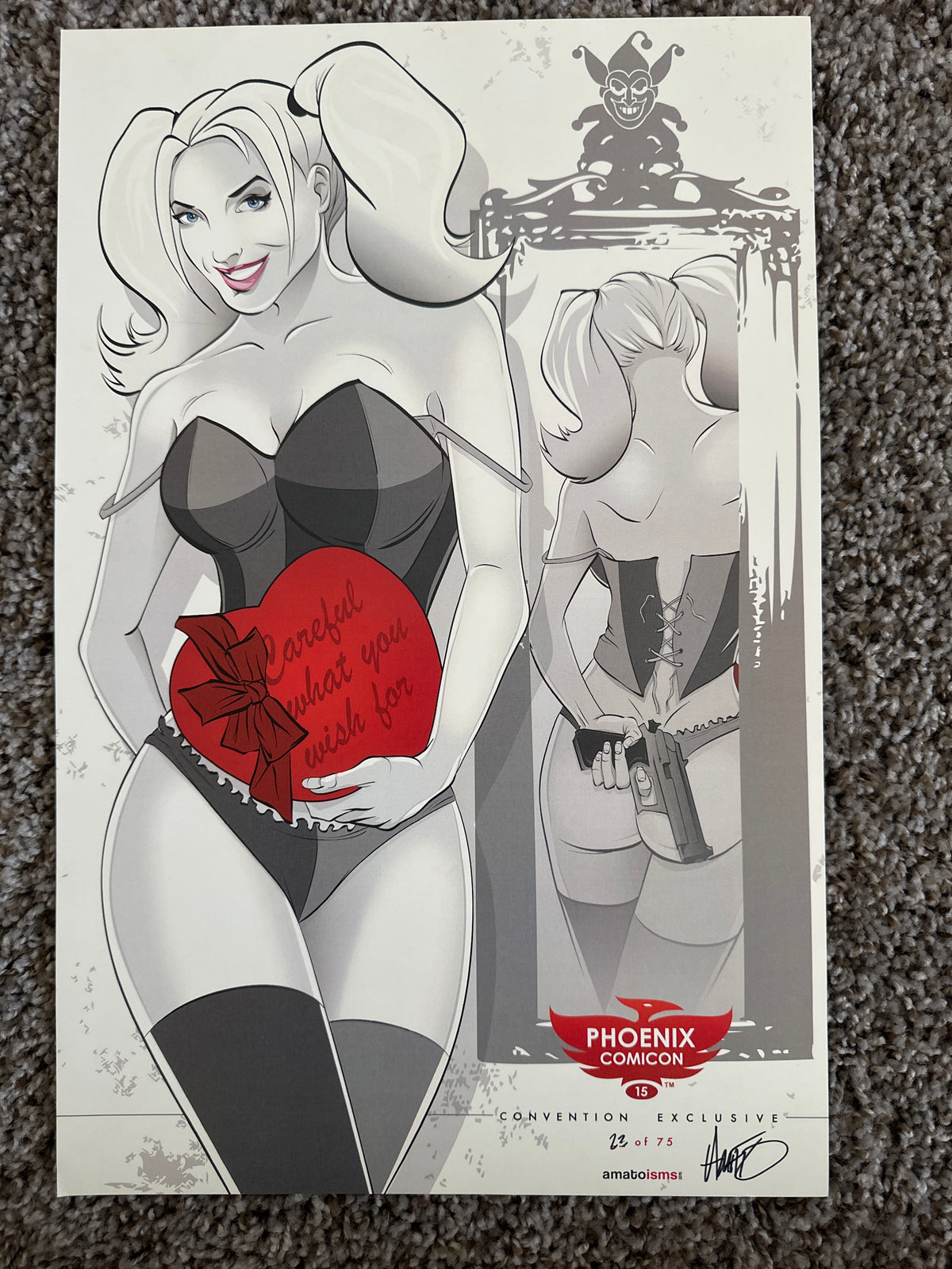 Harley Quinn Official Phoenix Comicon Print #23/75 signed 2015