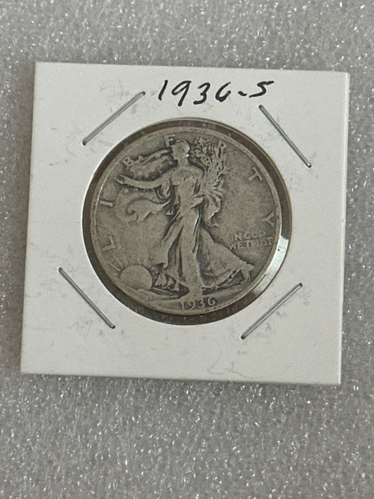 1936 S Walking Liberty Silver Half Dollar