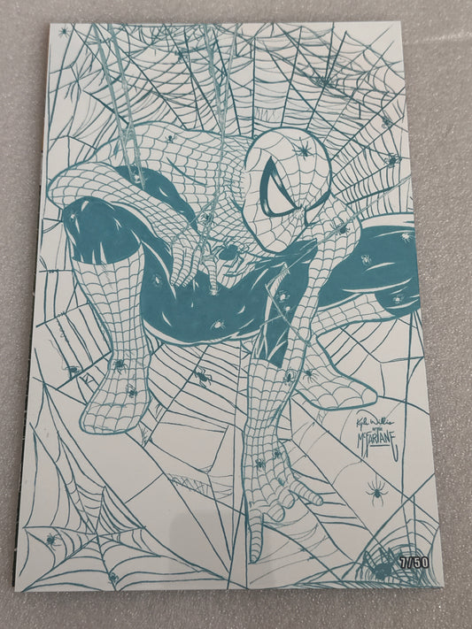 Spider-Man #1 Crouch Potato Blue Line Metal Variant Marvel 2020 Kyle Willis 7/50
