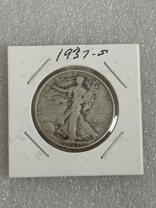 1937 S Walking Liberty Silver Half Dollar