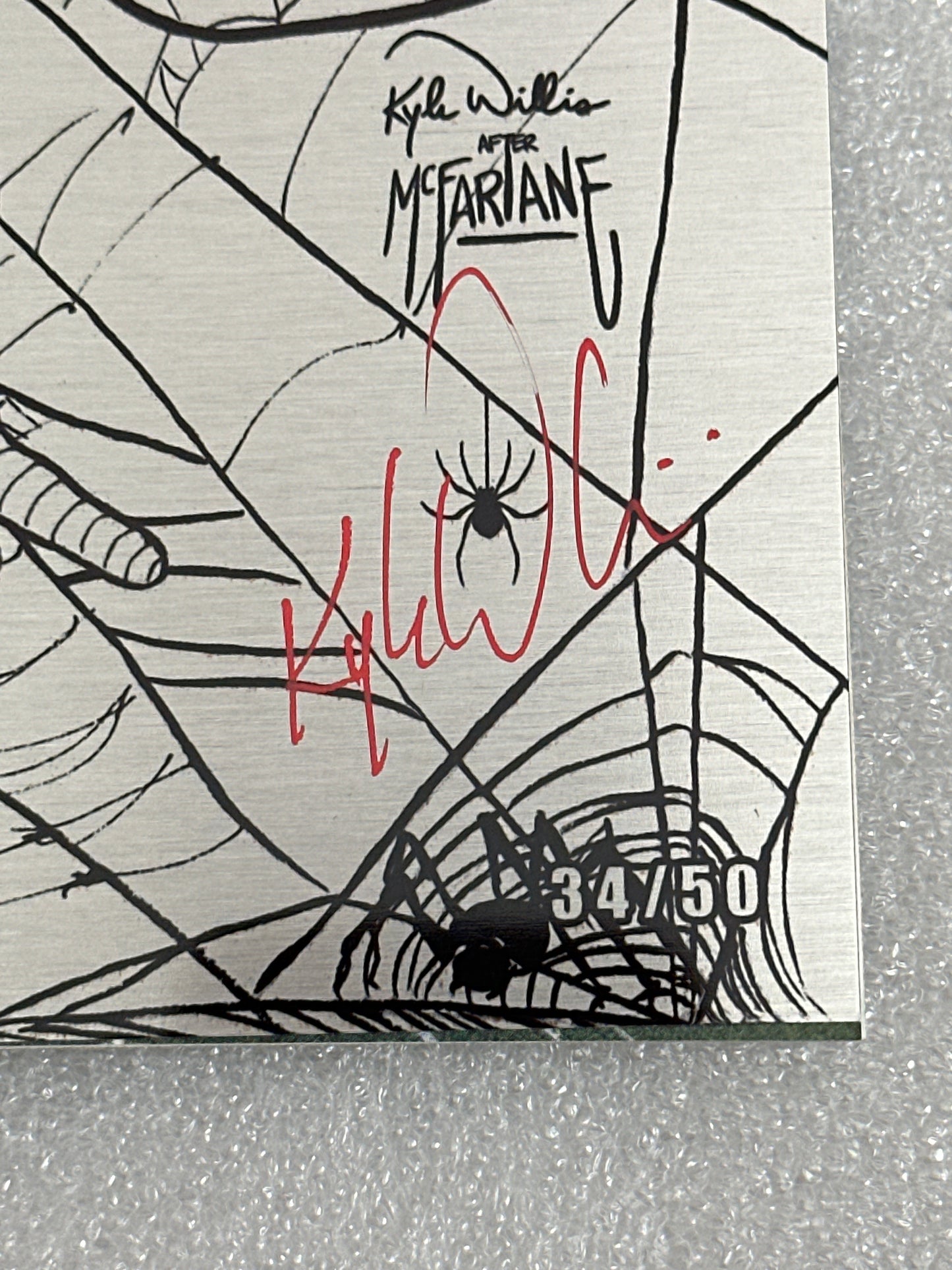 Spider-Man #1 Crouch Potato B&W Metal Variant Marvel 2020 signed by Kyle Willis 34/50