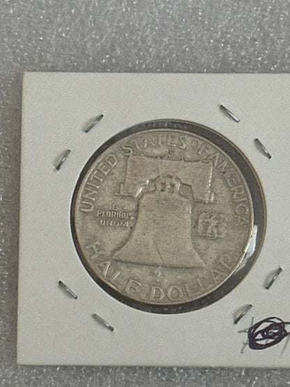1958 D Franklin silver half dollar