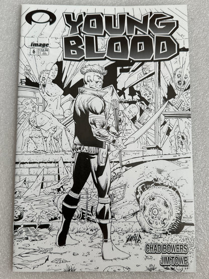 Youngblood #6 Walking Dead Homage Black & White Image 2017