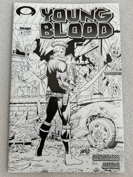 Youngblood #6 Walking Dead Homage Black & White Image 2017