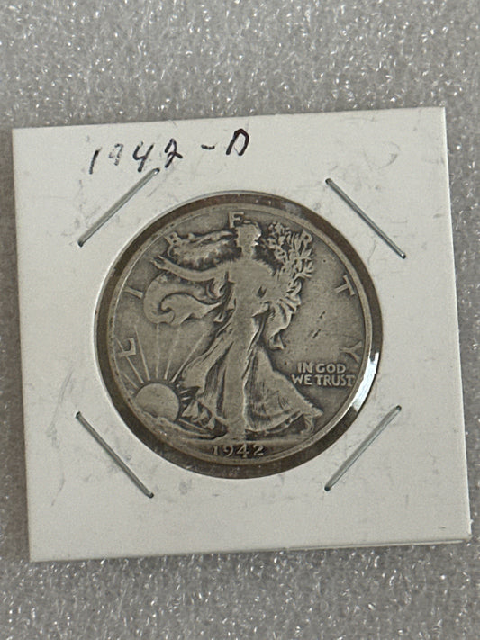 1942 D Walking Liberty Silver Half Dollar