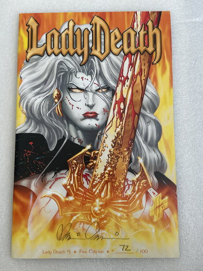 Lady Death #1 15th Anniversary Fire Edition #72/100 Signed Pulido Coffin Comics 2009