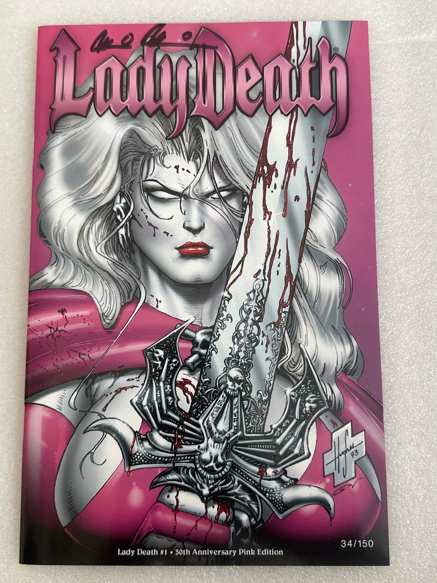Lady Death #1 30th Anniversary Pink Edition Signed Pulido Coffin Comics 2024