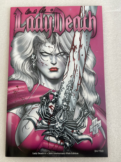 Lady Death #1 30th Anniversary Pink Edition Signed Pulido Coffin Comics 2024