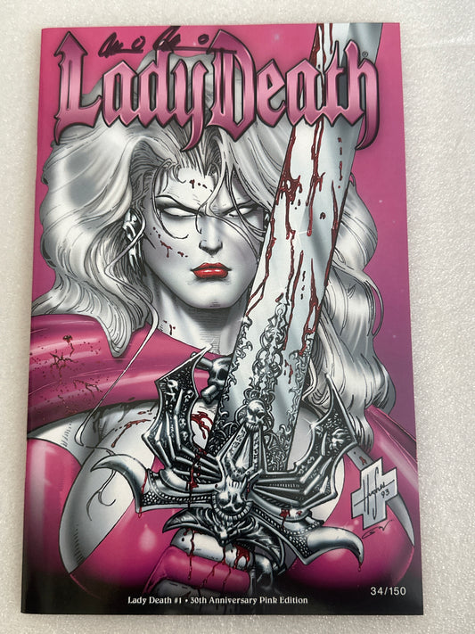 Lady Death #1 30th Anniversary Pink Edition Signed Pulido Coffin Comics 2024