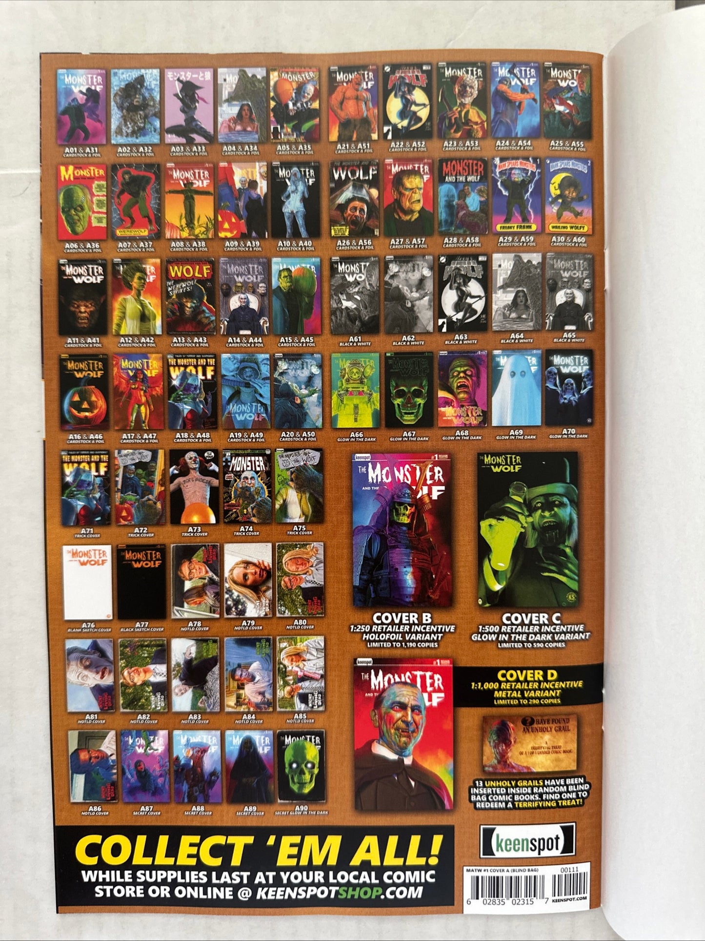 Mark Spears Monster and the Wolf #1 Glow in the Dark Cover A69