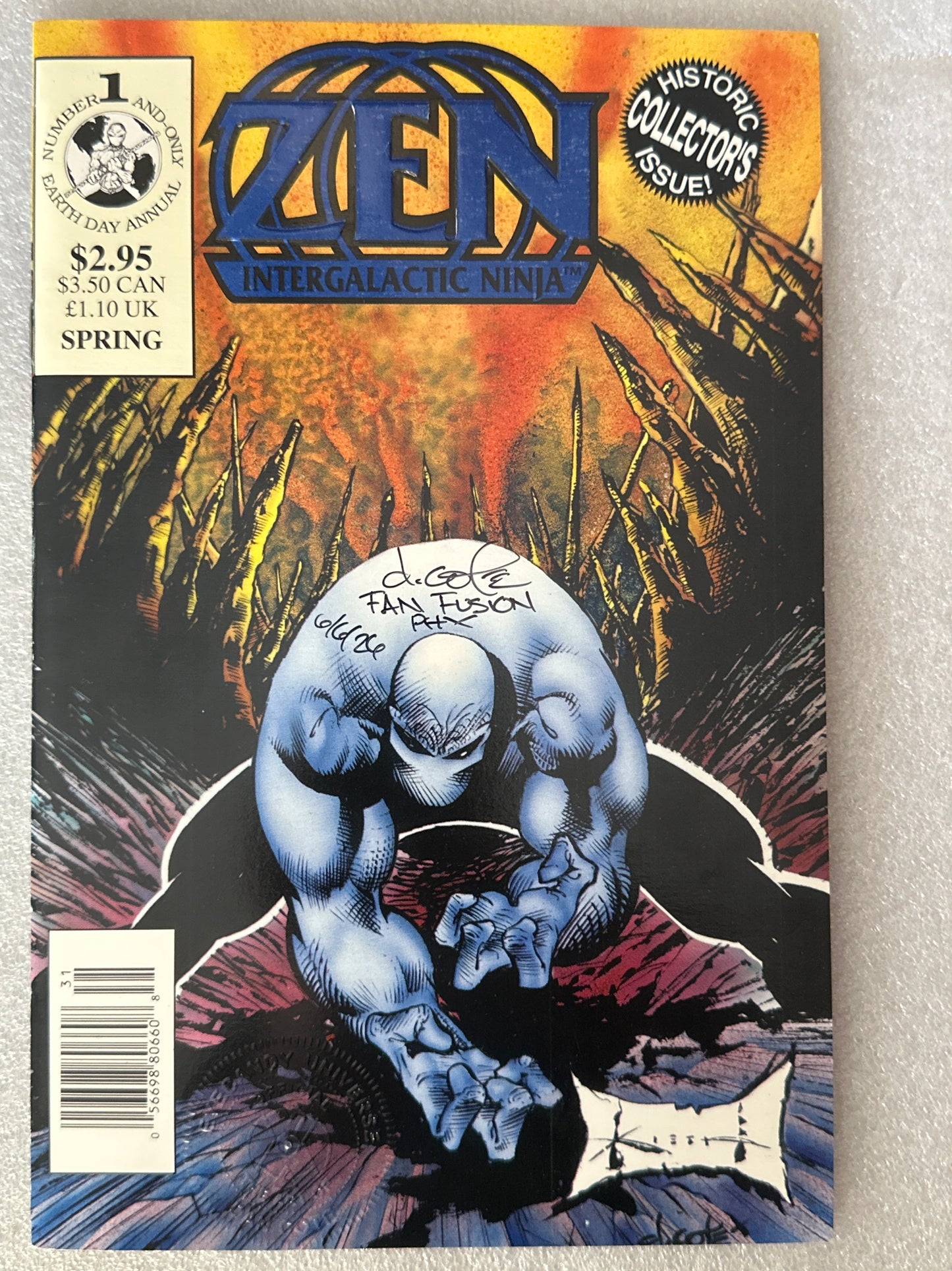 Zen Intergalactic Ninja Earth Day Annual Signed by Dan Cote Sam Keith Cover Zen Comics 1993