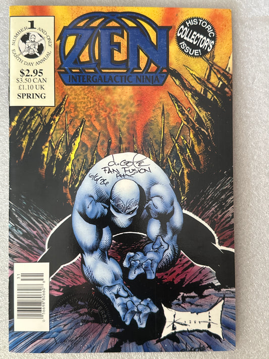 Zen Intergalactic Ninja Earth Day Annual Signed by Dan Cote Sam Keith Cover Zen Comics 1993