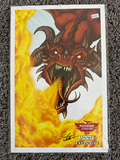 Dragon Official Phoenix Comicon Print #54/85 signed w/original sketch 2014