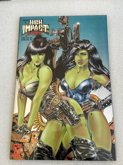Double Impact #1 Chromium Cover High Impact Studios 1995
