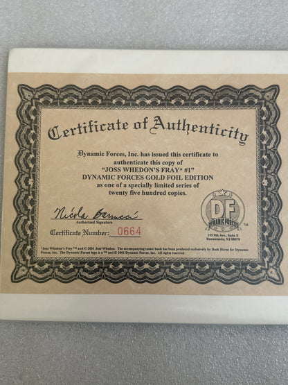 Joss Whedon's Fray DF Gold Foil Edition w/COA Dark Horse Comics 2001