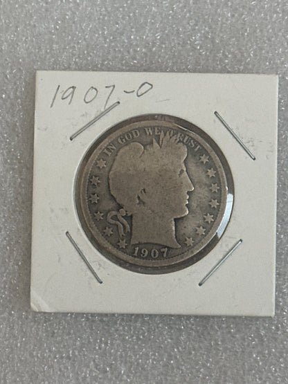 1907 O Morgan silver half dollar