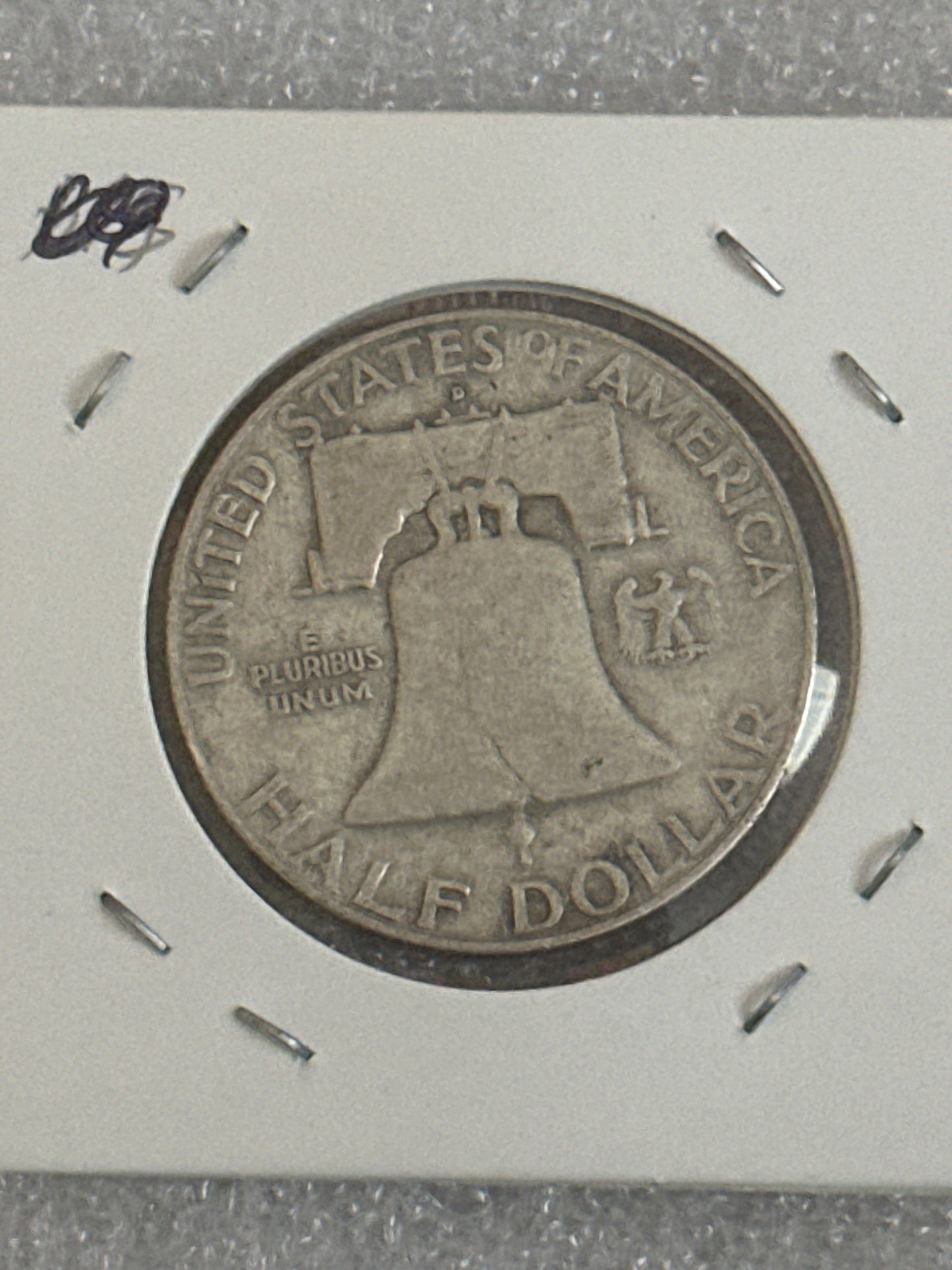1957 D Franklin silver half dollar