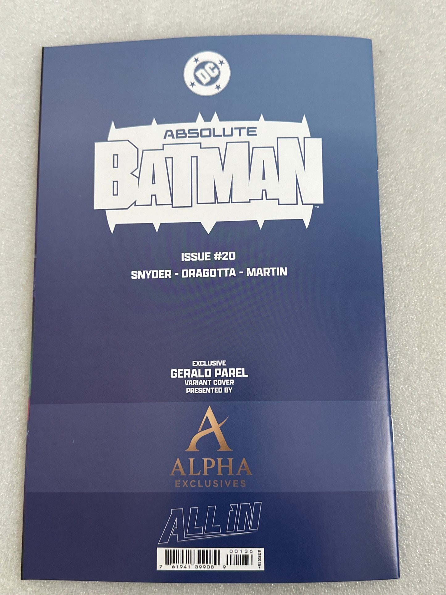 Absolute Batman #20 Gerald Parel Virgin Cover DC 2026