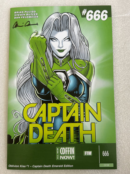 Lady Death: Oblivion Kiss #1 Captain Death Emerald Edition Signed by Pulido Coffin Comics 2019